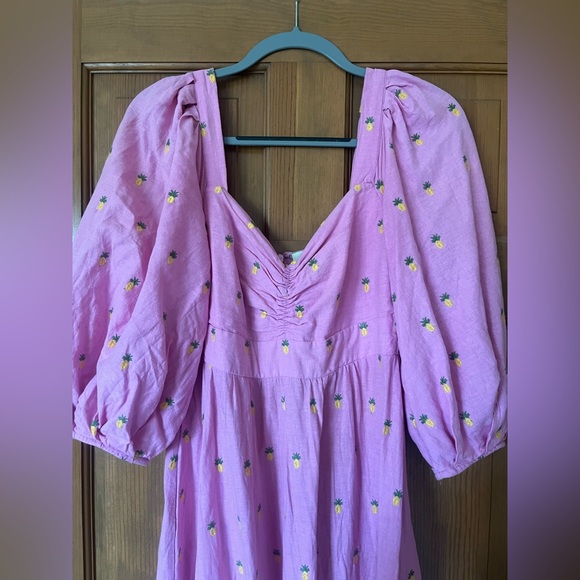 Farm Rio embroidered pineapples pink midi dress - Picture 6 of 12